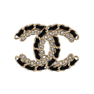 Chanel Vintage Allure Chain CC Brooch Metal with Lambskin and Crystal